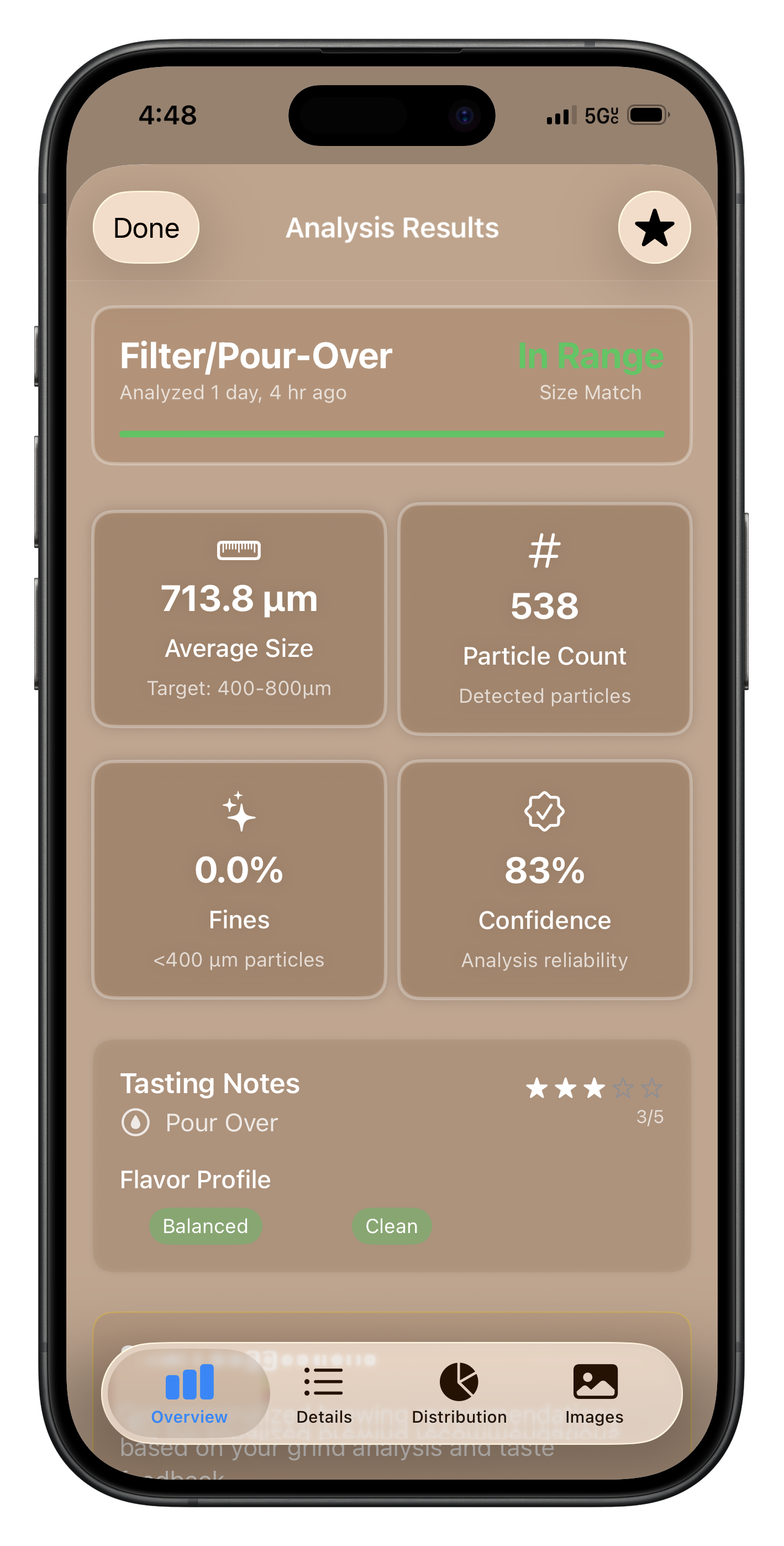 GrindLab overview screen showing saved analyses